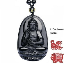 Carregar imagem no visualizador da galeria, Poderoso Amuleto &quot;Buda&quot; Zodíaco em Obsidiana Negra