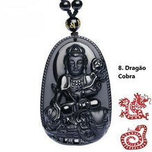 Carregar imagem no visualizador da galeria, Poderoso Amuleto &quot;Buda&quot; Zodíaco em Obsidiana Negra