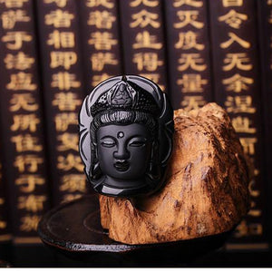 Poderoso Amuleto "Buda" Avalokiteshvara Obsidiana Negra